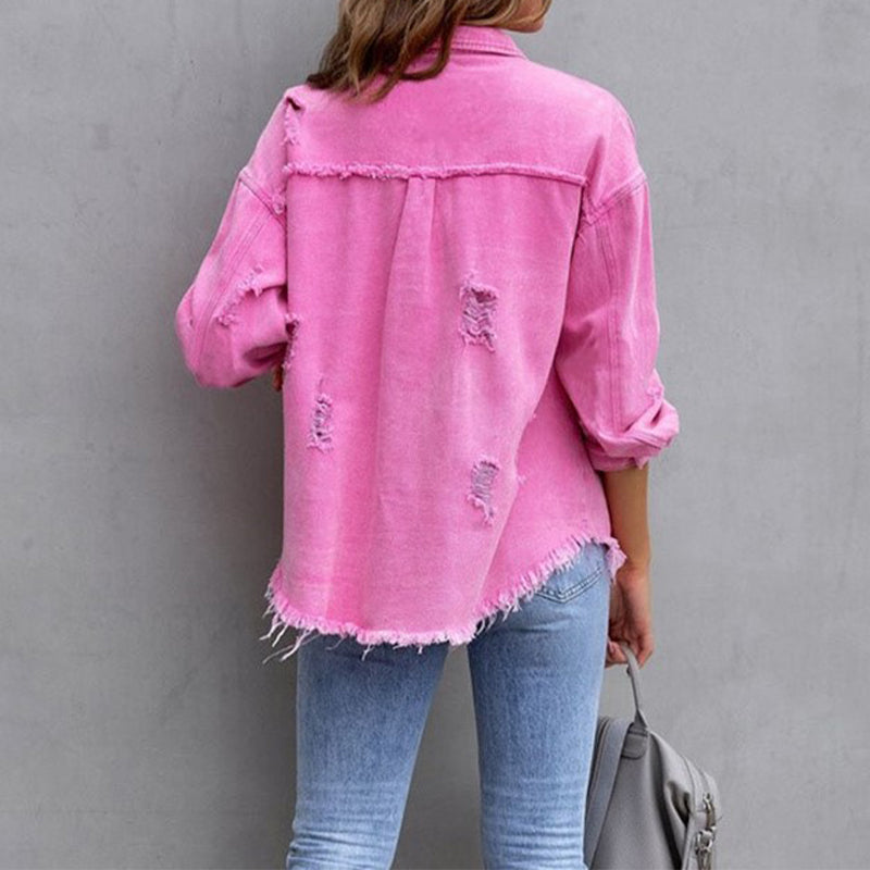 Veste en Jean Déchirée pour Femmes au Style Moderne et Confort Optimal 1
