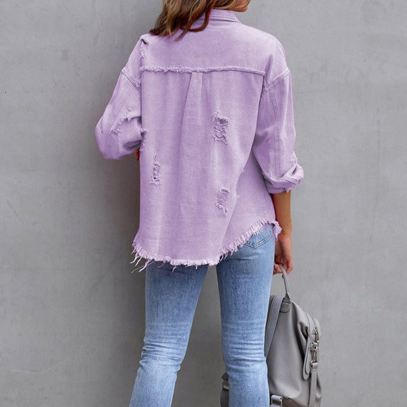 Veste en Jean Déchirée pour Femmes au Style Moderne et Confort Optimal 4
