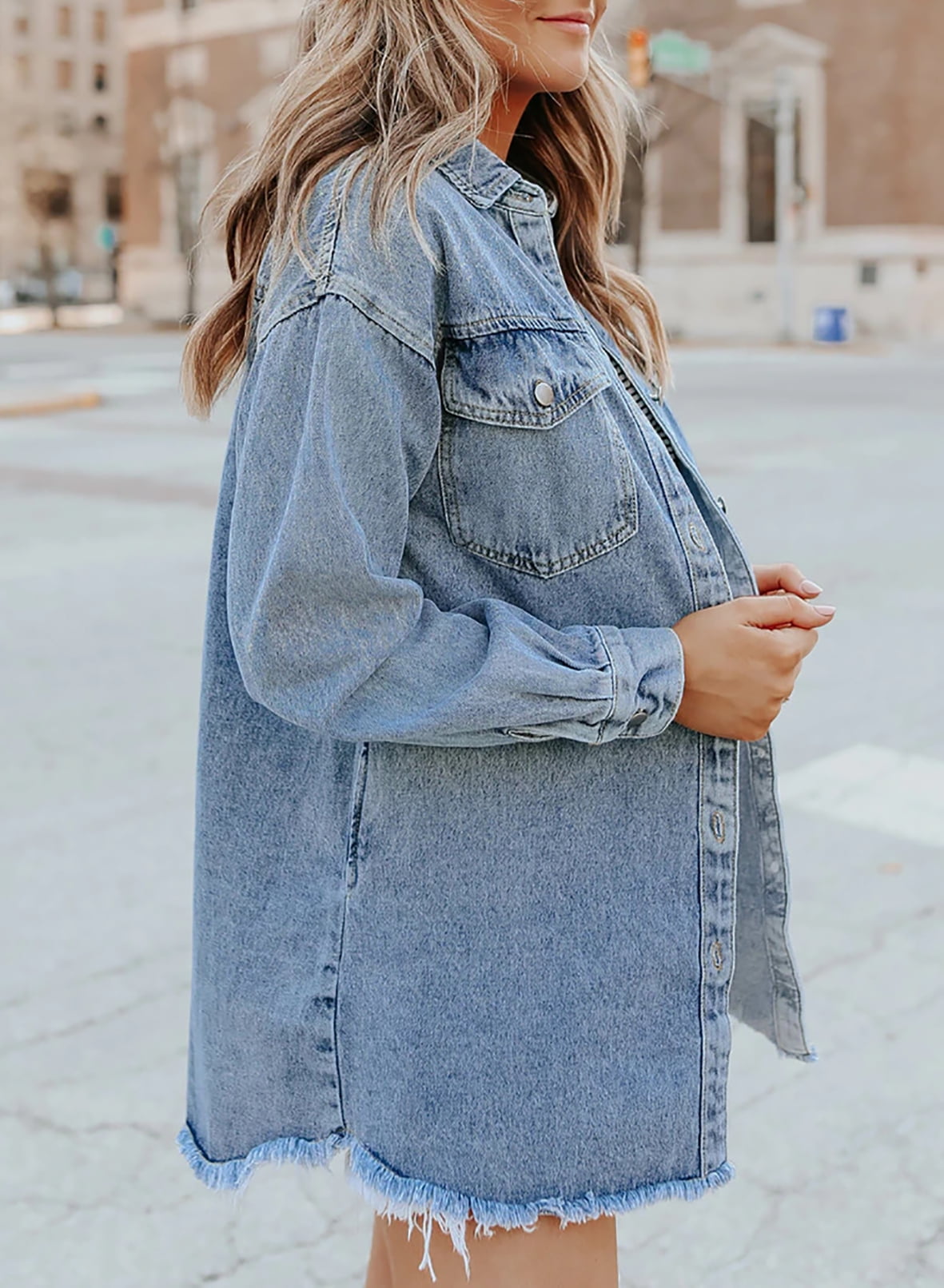 Veste en Jean Décontractée avec Accents Effilochés pour Femmes 1