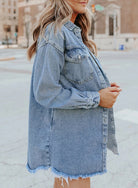Veste en Jean Décontractée avec Accents Effilochés pour Femmes 1