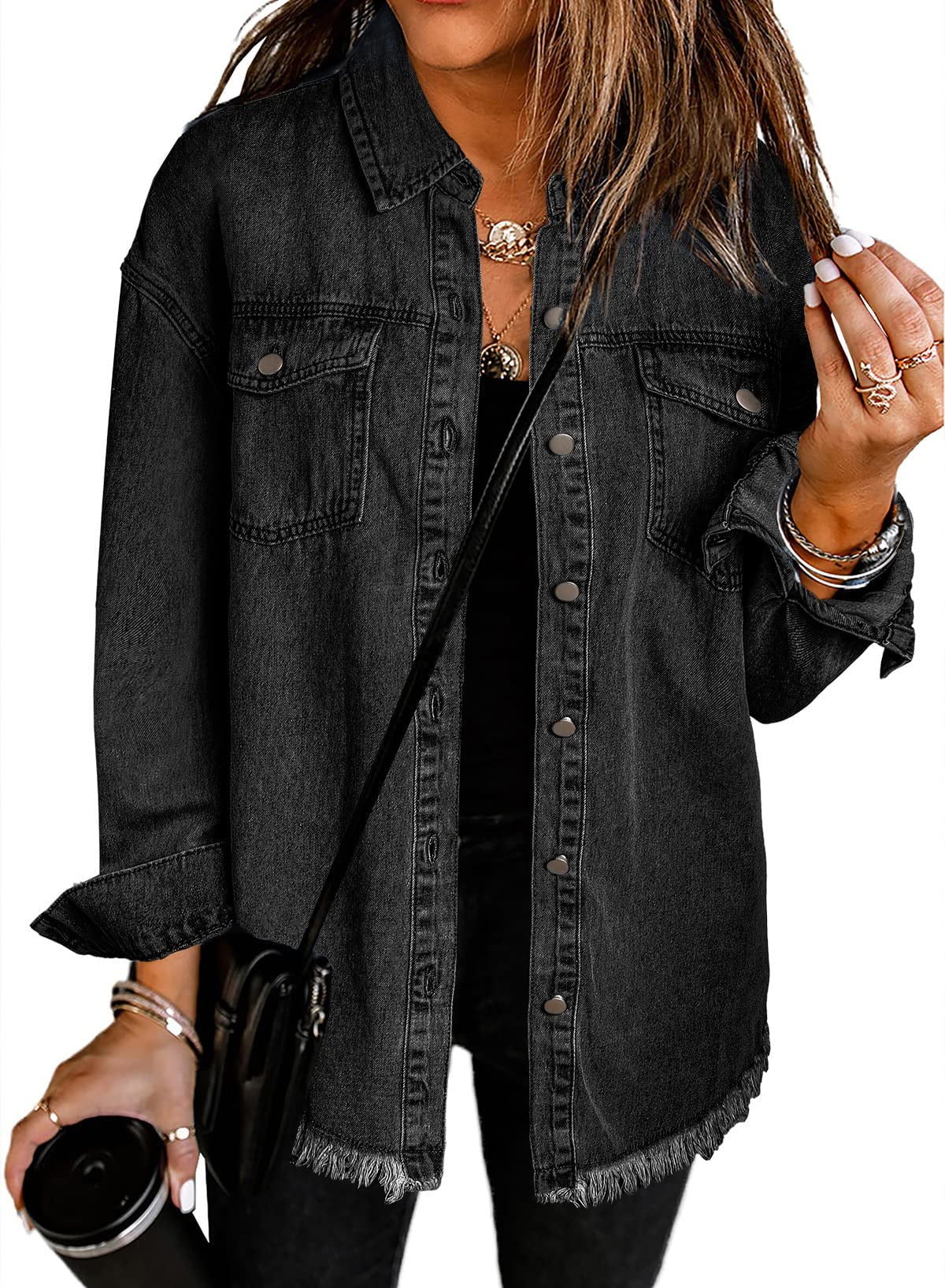 Veste en Jean Décontractée avec Accents Effilochés pour Femmes 11