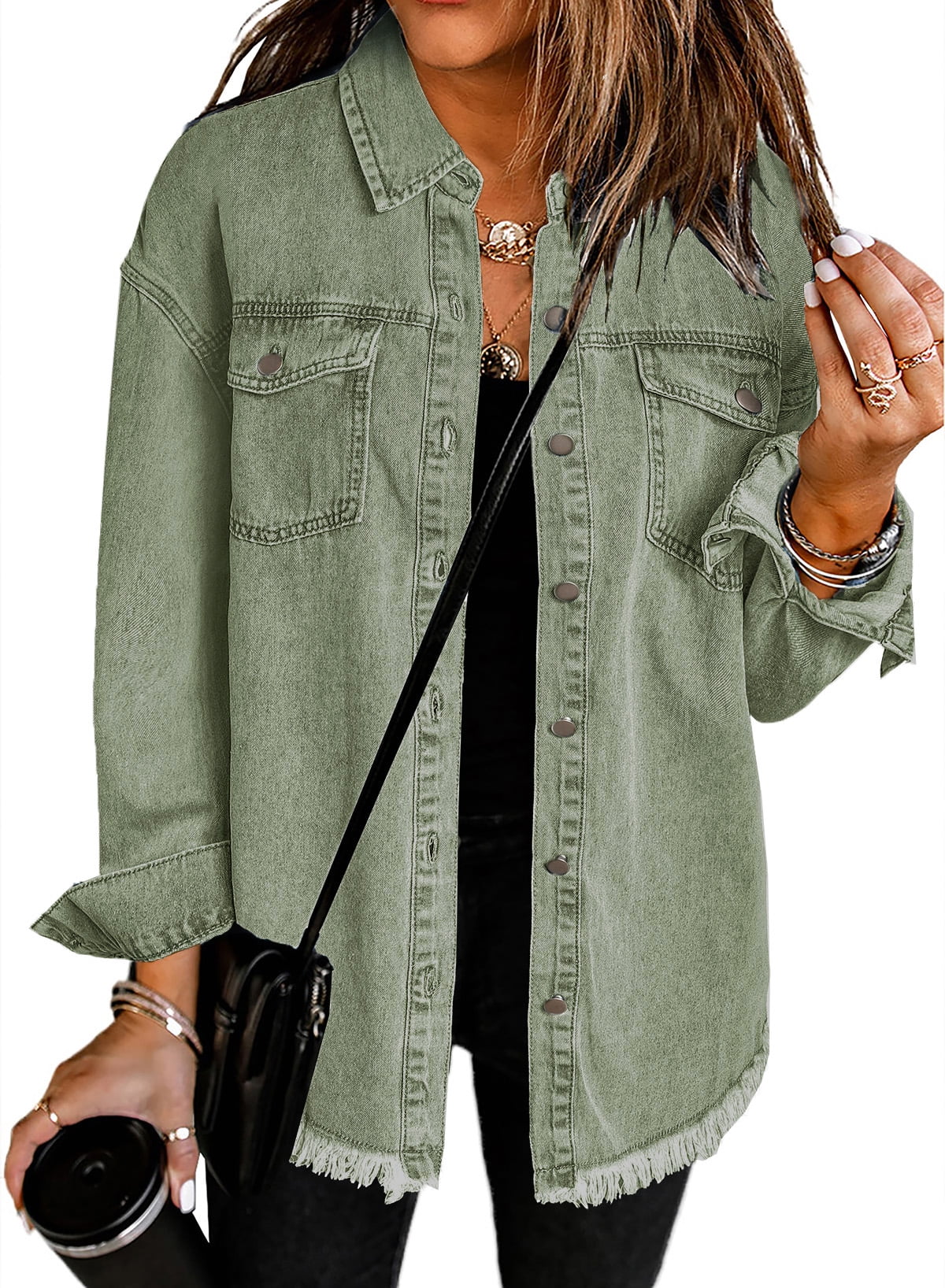 Veste en Jean Décontractée avec Accents Effilochés pour Femmes 15