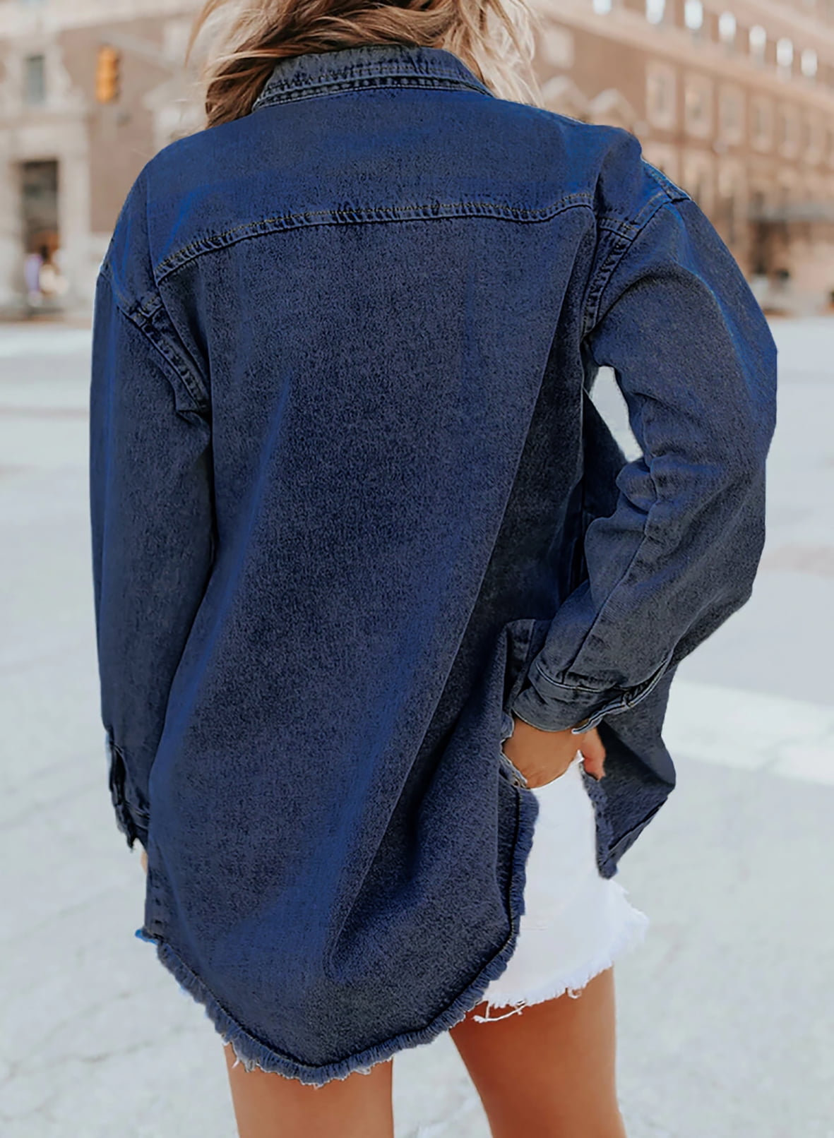 Veste en Jean Décontractée avec Accents Effilochés pour Femmes 7