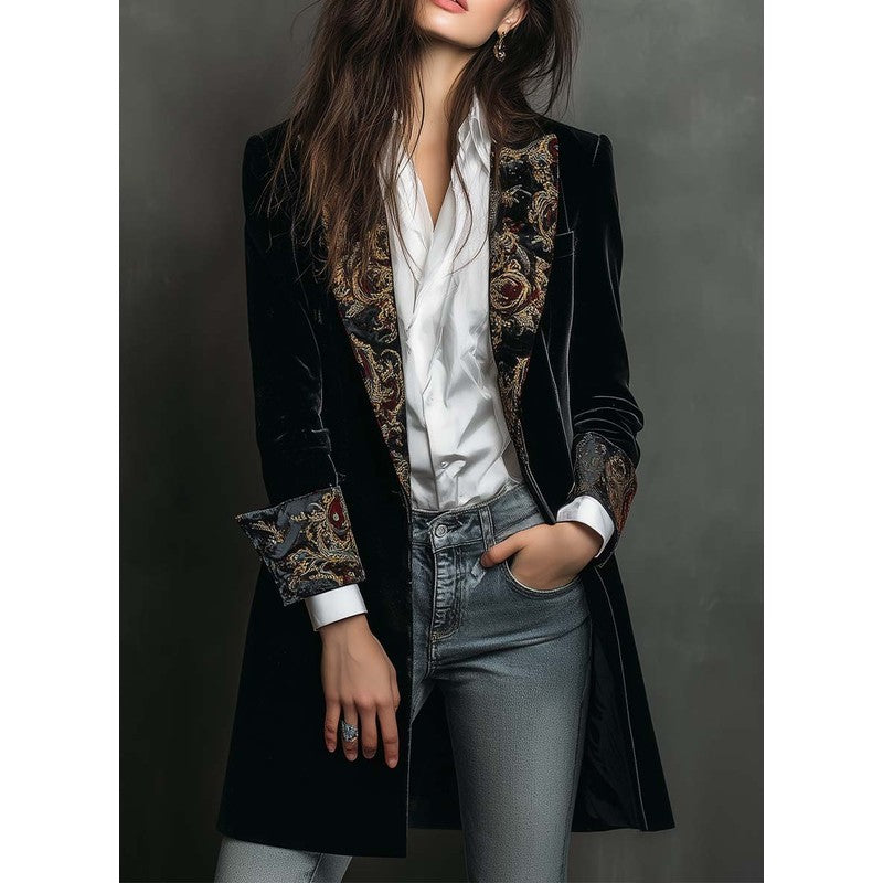 Blazer Femme Coupe Cintrée à Motif Baroque
