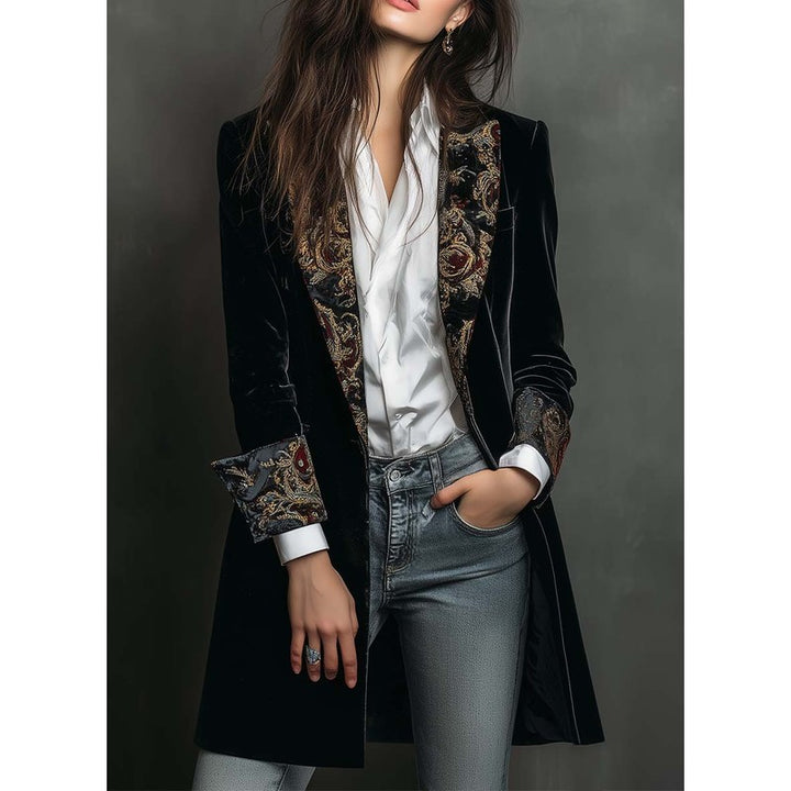 Blazer Femme Coupe Cintrée à Motif Baroque