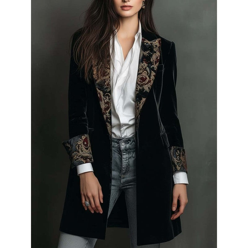 Blazer Femme Coupe Cintrée à Motif Baroque