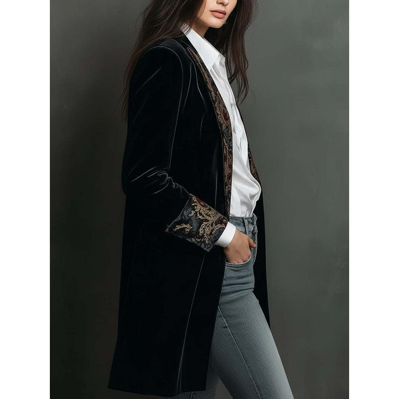 Blazer Femme Coupe Cintrée à Motif Baroque