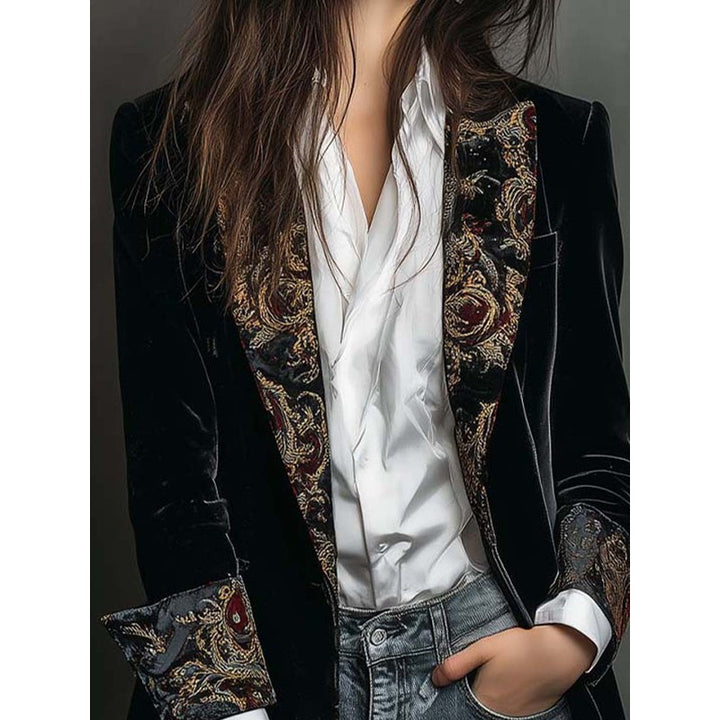 Blazer Femme Coupe Cintrée à Motif Baroque