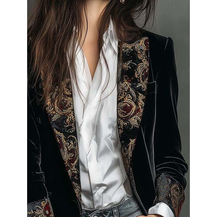 Blazer Femme Coupe Cintrée à Motif Baroque