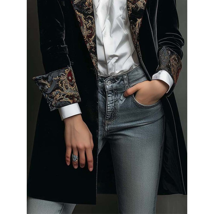 Blazer Femme Coupe Cintrée à Motif Baroque