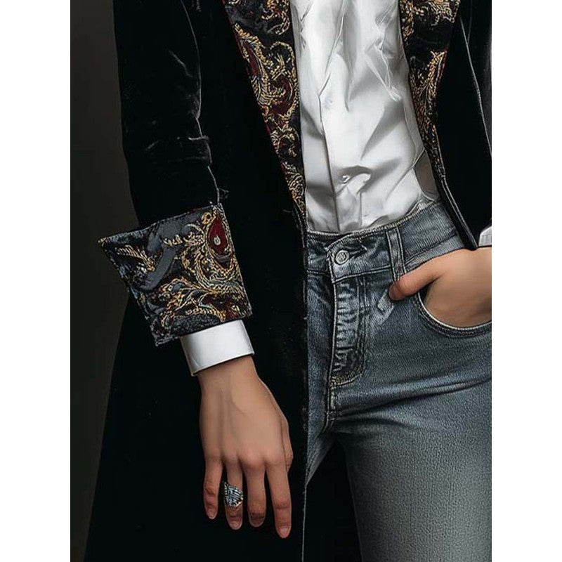 Blazer Femme Coupe Cintrée à Motif Baroque