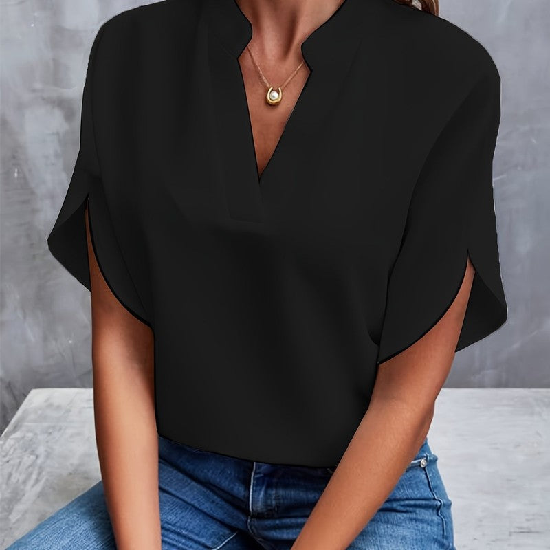 Blouse femme à encolure en V - Manches courtes