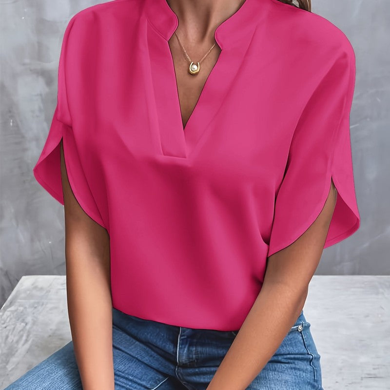 Blouse femme à encolure en V - Manches courtes