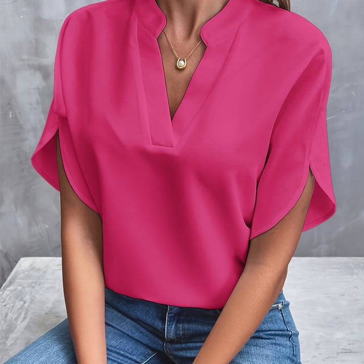 Blouse femme à encolure en V - Manches courtes