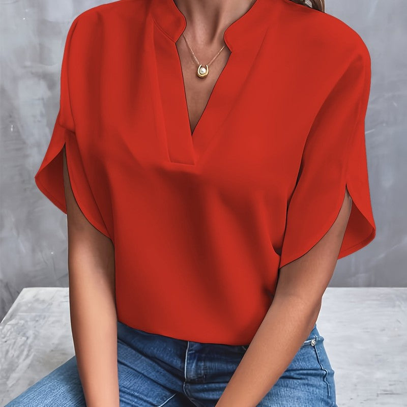Blouse femme à encolure en V - Manches courtes