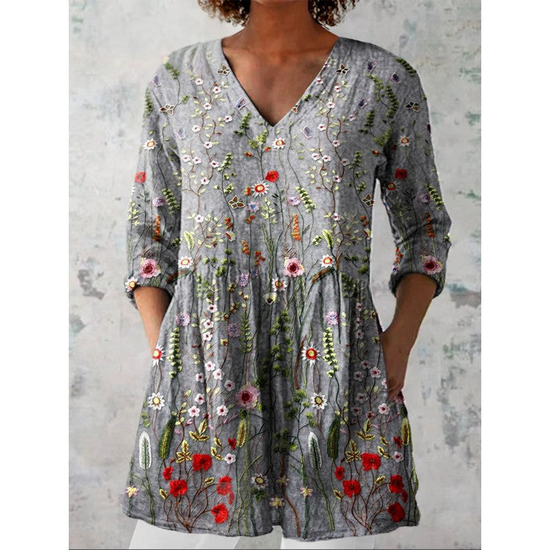 Blouse longue femme - Imprimé floral