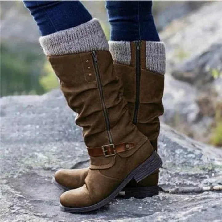 Bottes femme montantes à talon bas - Fermeture à glissière latérale
