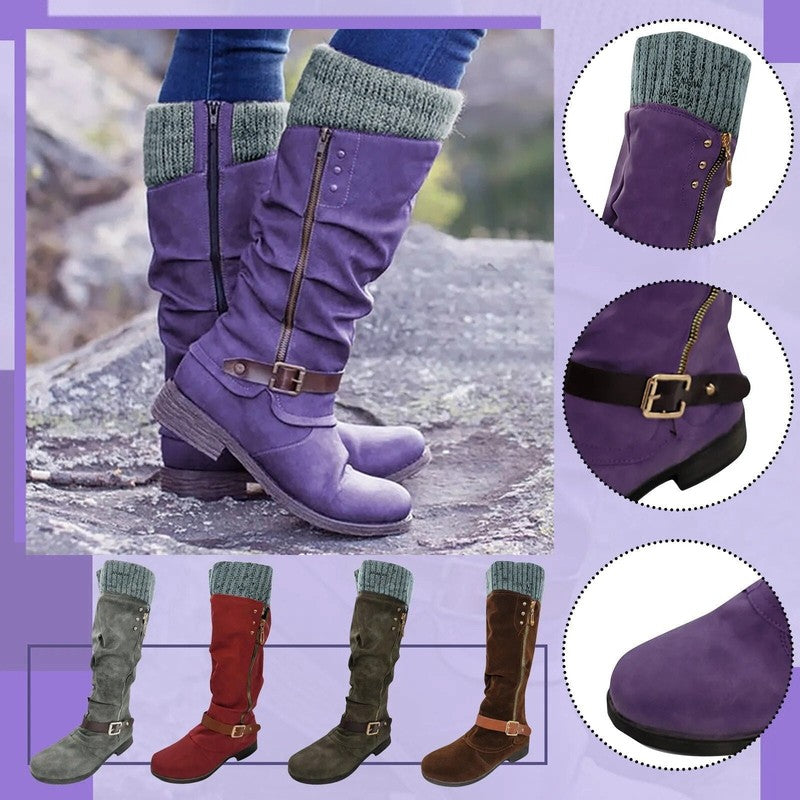Bottes femme montantes à talon bas - Fermeture à glissière latérale