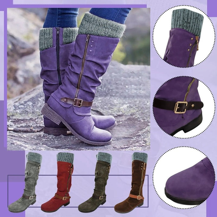 Bottes femme montantes à talon bas - Fermeture à glissière latérale