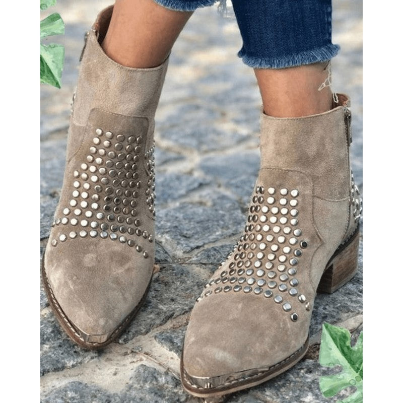 Bottes femmes à cheville - Détails cloutés