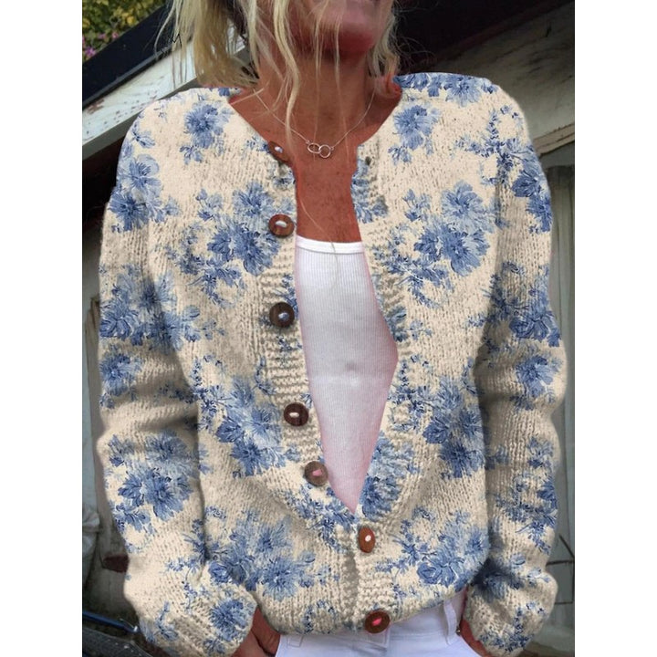 Cardigan Femme Boutonné à Imprimé Floral