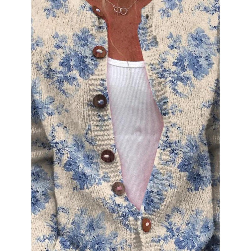 Cardigan Femme Boutonné à Imprimé Floral