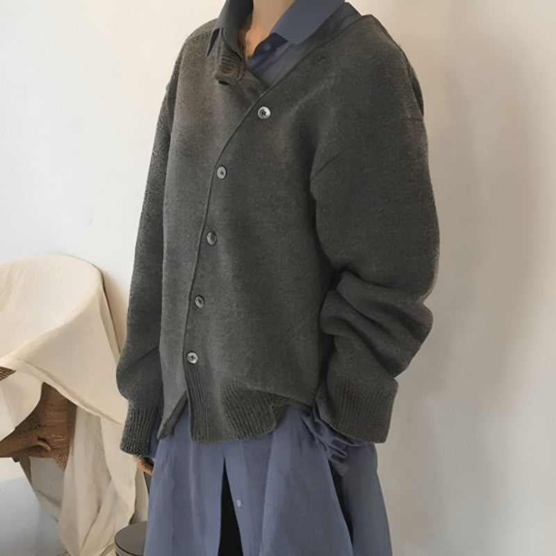Cardigan femme à boutonnage asymétrique - Coupe relax