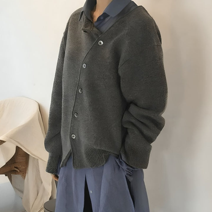 Cardigan femme à boutonnage asymétrique - Coupe relax