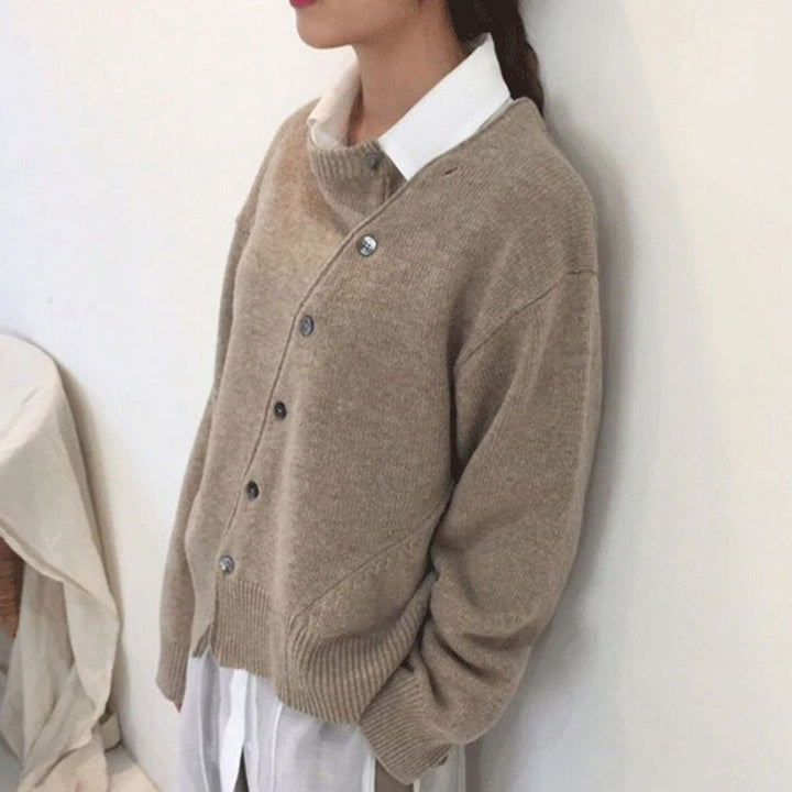 Cardigan femme à boutonnage asymétrique - Coupe relax
