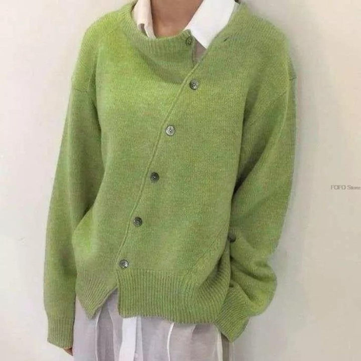 Cardigan femme à boutonnage asymétrique - Coupe relax