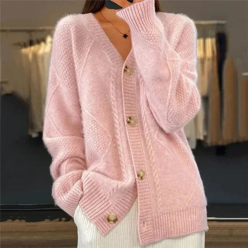Cardigan femme à col en V - Finition boutonnée