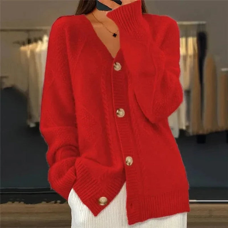 Cardigan femme à col en V - Finition boutonnée