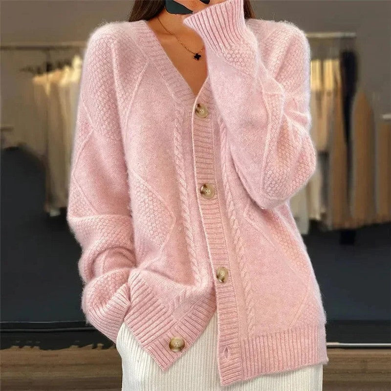 Cardigan femme à col en V - Finition boutonnée