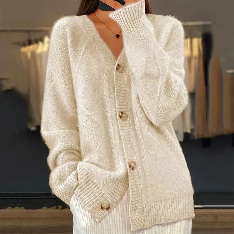 Cardigan femme à col en V - Finition boutonnée