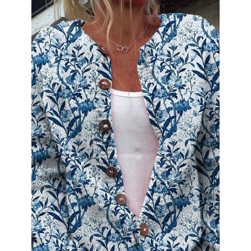 Cardigan femme à imprimé floral - Manches longues