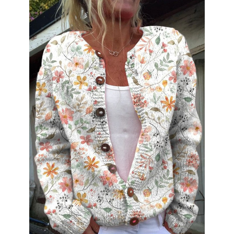 Cardigan femme à motifs floraux - Coupe ample