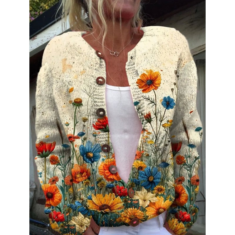 Cardigan femme à motifs floraux - Coupe relax