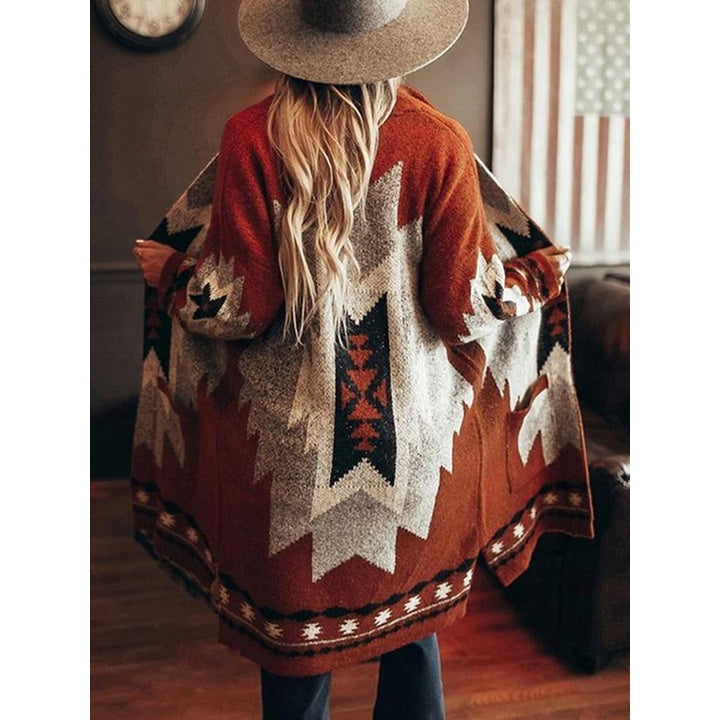 Cardigan Femme à Motifs Géométriques - Coupe Oversized