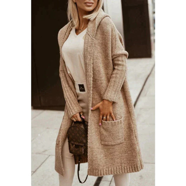 Cardigan long à capuche - Coupe ample et longueur genou