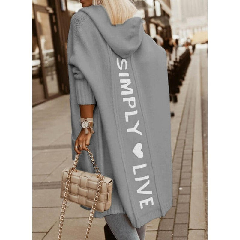 Cardigan long à capuche - Coupe ample et longueur genou