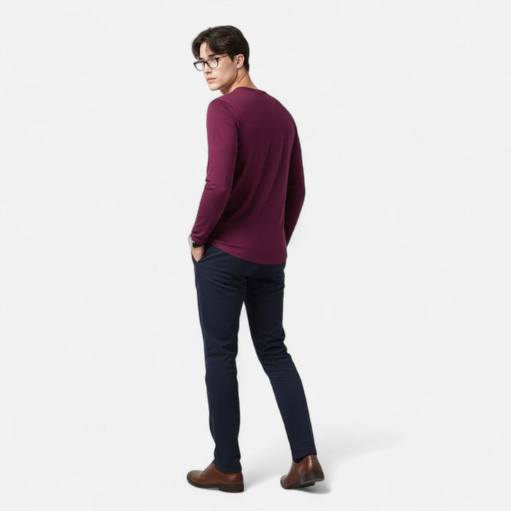 Chemise homme à manches longues col Henley