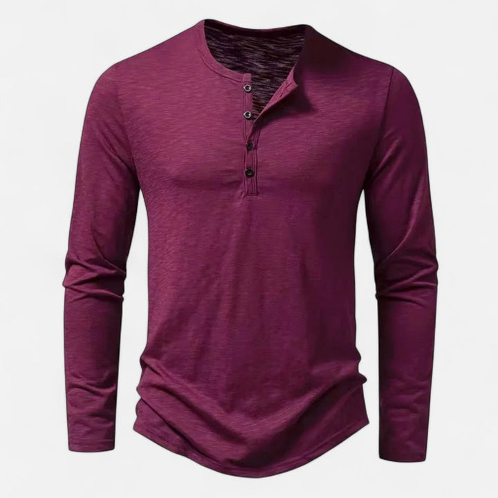 Chemise homme à manches longues col Henley