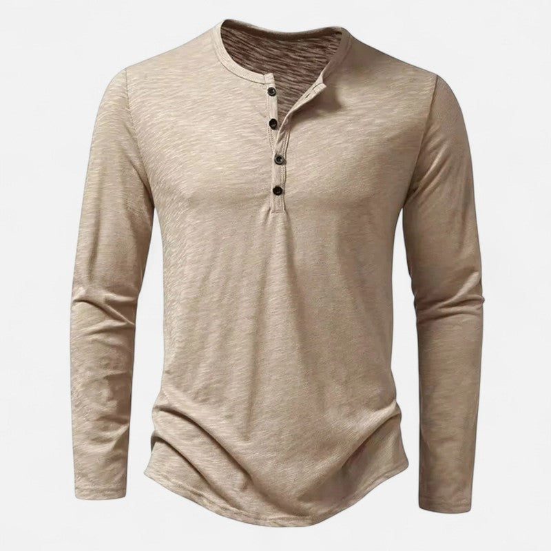 Chemise homme à manches longues col Henley