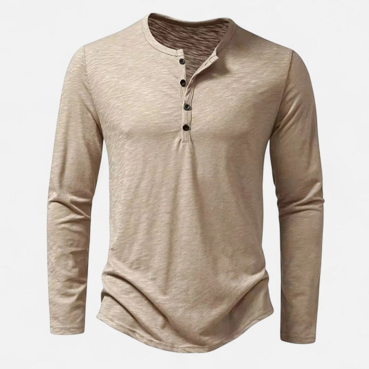 Chemise homme à manches longues col Henley