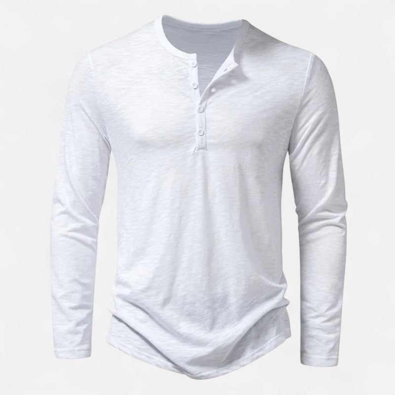 Chemise homme à manches longues col Henley