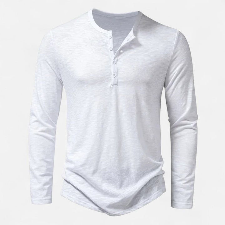 Chemise homme à manches longues col Henley
