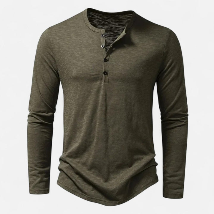 Chemise homme à manches longues col Henley