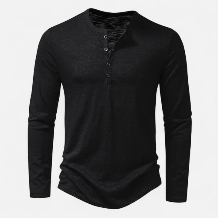 Chemise homme à manches longues col Henley