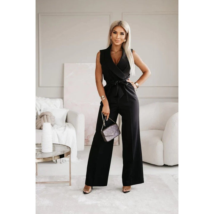 Combinaison Femme Sans Manches Cache-Coeur Jambe Large
