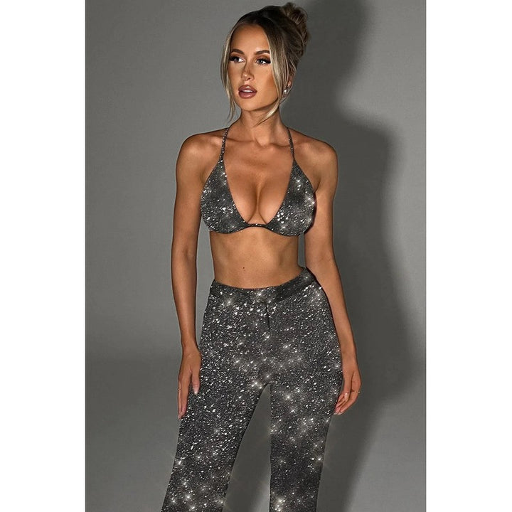 Ensemble femme 3 pièces pailleté - Blazer ample et pantalon